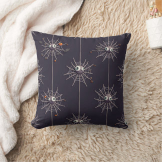 Halloween Spooky Spider and Cobweb Cushion Pillow