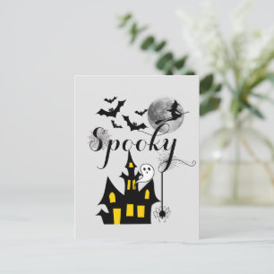 Halloween Spooky Spider bats witch haunted house Postcard
