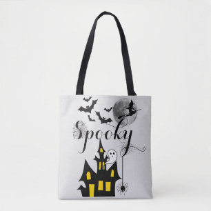 Halloween Spooky Spider bats witch haunted house Tote Bag
