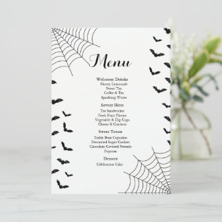 Halloween Spooky Spider Web Baby Shower Menu Card