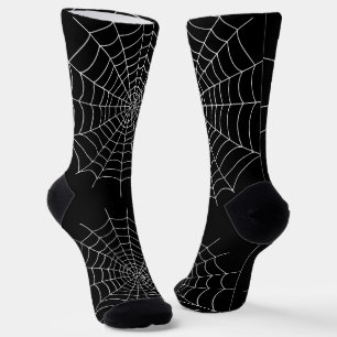 Halloween Spooky Spider Web Black and White Socks