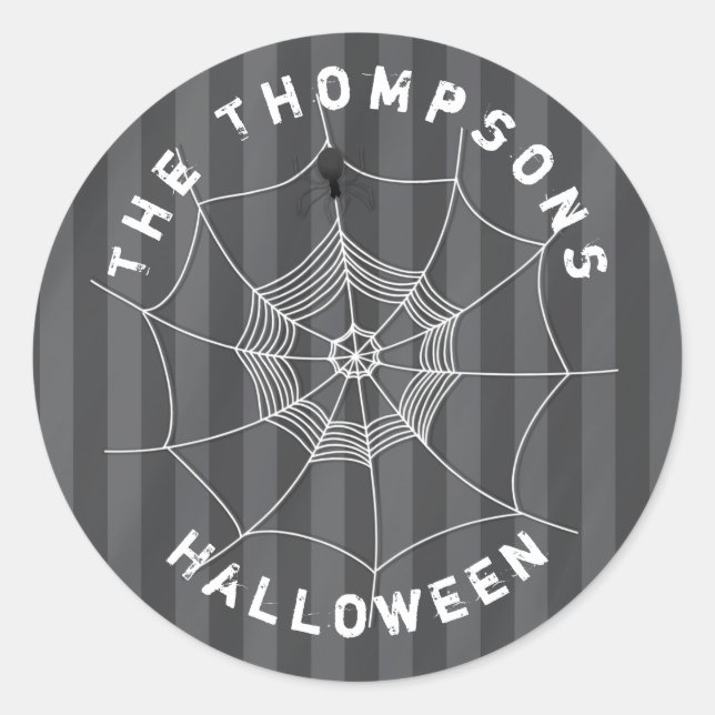 Halloween Spooky Spider Web Custom  Classic Round Sticker (Front)
