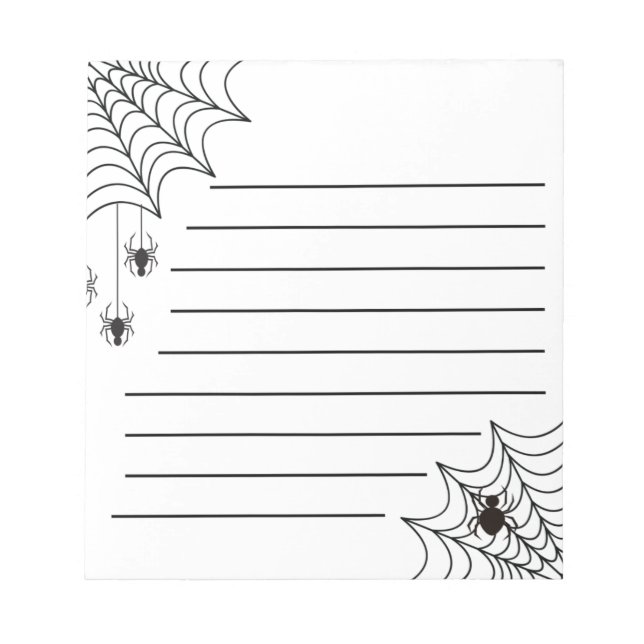 Halloween Spooky Spider Web Lined Paper Notepad (Front)