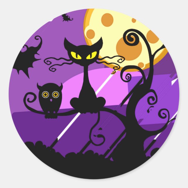 Halloween spooky sticker. classic round sticker (Front)