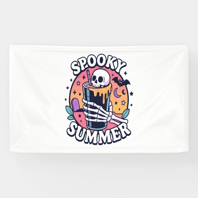 Halloween Spooky Summer Skeleton Drink Banner (Horizontal)