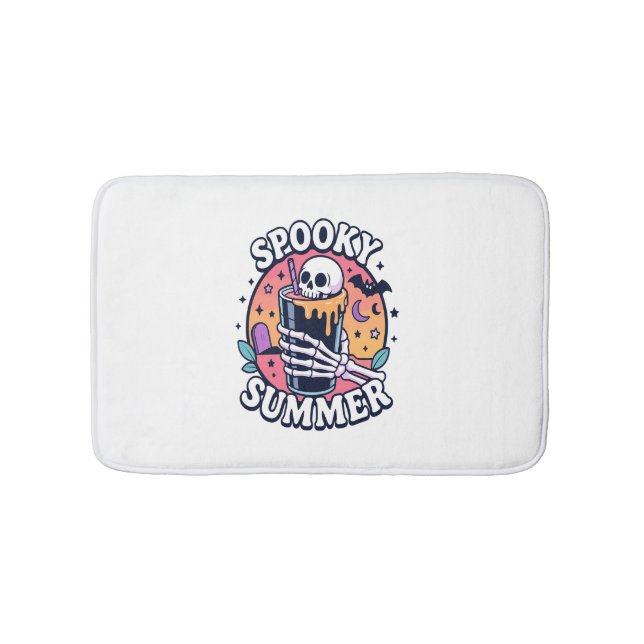 Halloween Spooky Summer Skeleton Drink Bath Mat (Front)
