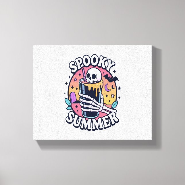 Halloween Spooky Summer Skeleton Drink Canvas Print (Front)