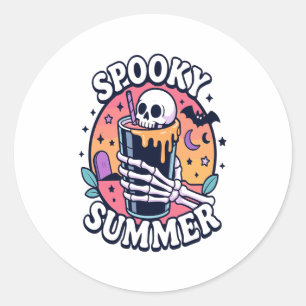 Halloween Spooky Summer Skeleton Drink Classic Round Sticker