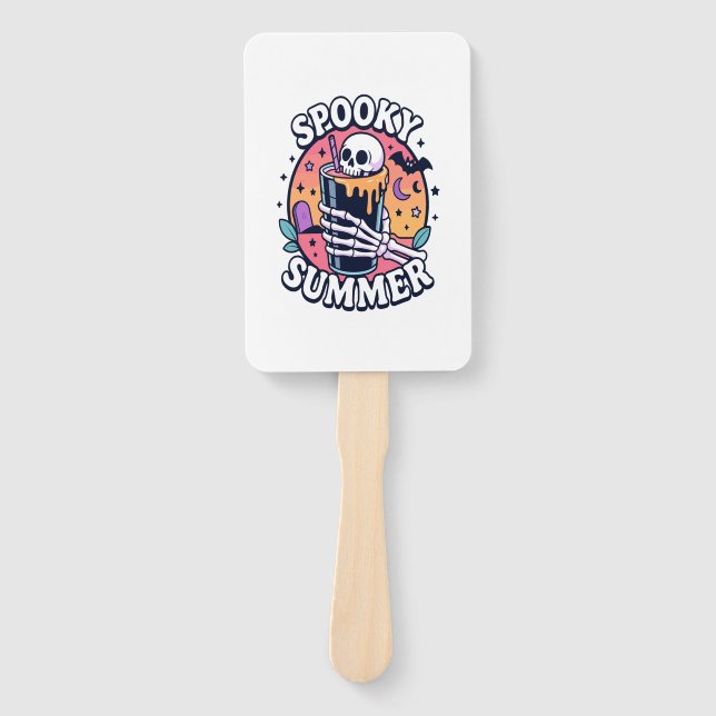 Halloween Spooky Summer Skeleton Drink Hand Fan (Front)