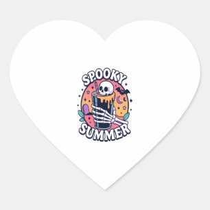 Halloween Spooky Summer Skeleton Drink Heart Sticker