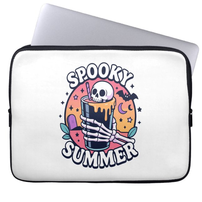 Halloween Spooky Summer Skeleton Drink Laptop Sleeve (Front)