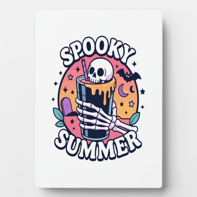 Halloween Spooky Summer Skeleton Drink Plaque (Front)