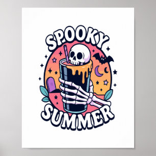 Halloween Spooky Summer Skeleton Drink Poster