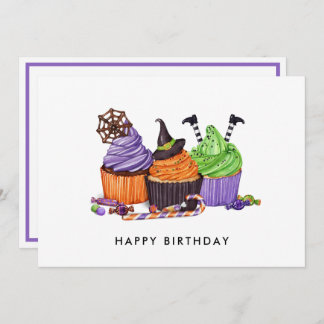 Halloween Spooky Sweet Cupcakes Birthday Card