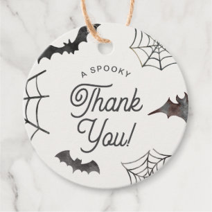 Halloween Spooky Thank You Grey Bats & Spiderweb Favour Tags