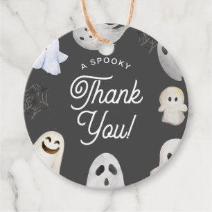 Halloween Spooky Thank You Grey Ghosts Favour Tags