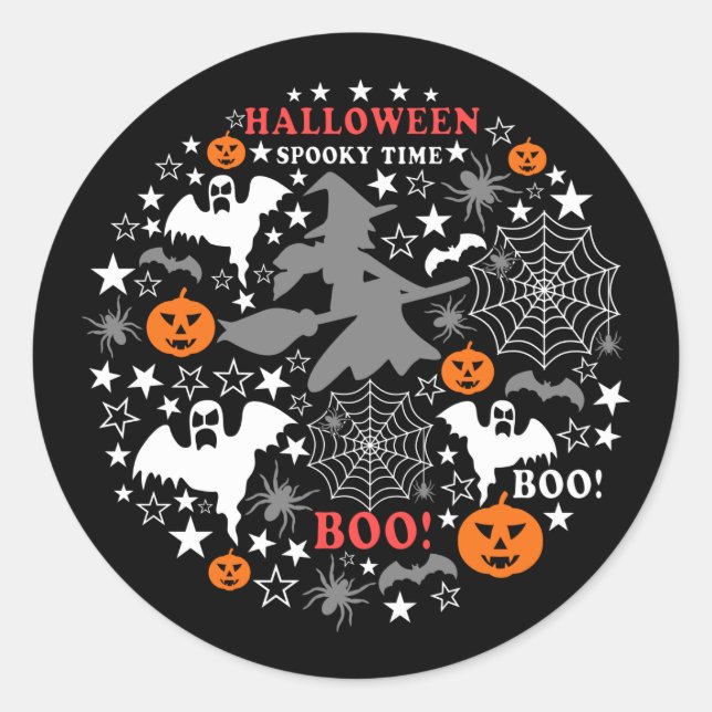 Halloween Spooky Time Classic Round Sticker (Front)