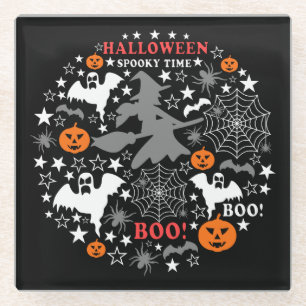 Halloween Spooky Time Glass Coaster