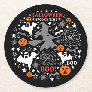Halloween Spooky Time Round Paper Coaster