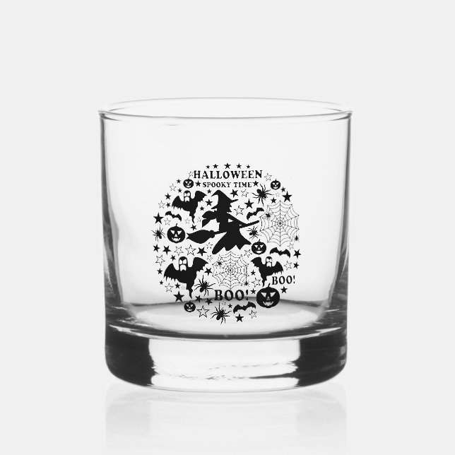 Halloween Spooky Time Whiskey Glass (Front)
