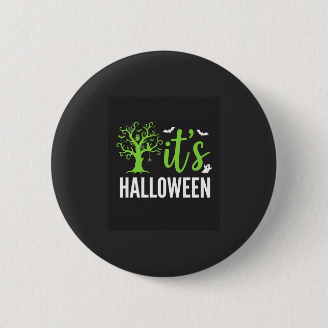 Halloween Spooky Tree Bats Vector Design_1 6 Cm Round Badge (Front)