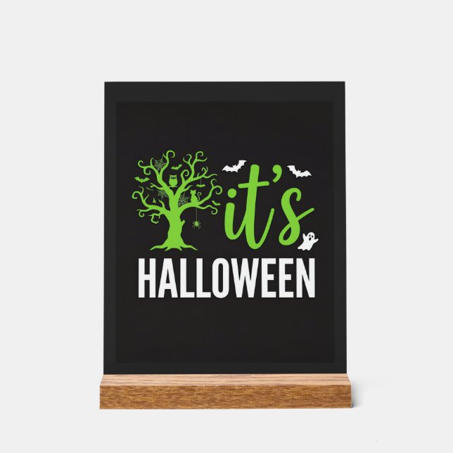 Halloween Spooky Tree Bats Vector Design_1 Acrylic Sign (Front)