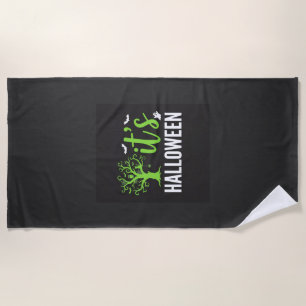 Halloween Spooky Tree Bats Vector Design_1 Beach Towel