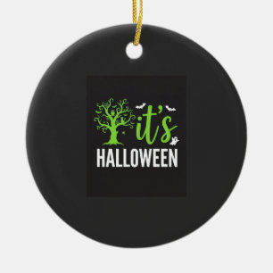 Halloween Spooky Tree Bats Vector Design_1 Ceramic Tree Decoration