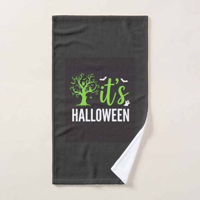 Halloween Spooky Tree Bats Vector Design_1 Hand Towel (Hand Towel)