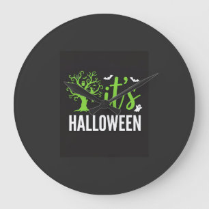 Halloween Spooky Tree Bats Vector Design_1 Large Clock