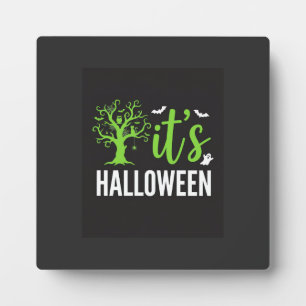 Halloween Spooky Tree Bats Vector Design_1 Plaque