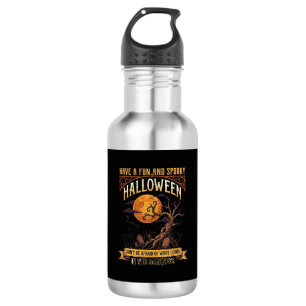 Halloween Spooky Tree Full Moon Black Cat Graveyar 532 Ml Water Bottle