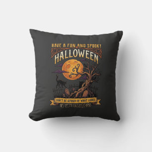 Halloween Spooky Tree Full Moon Black Cat Graveyar Cushion