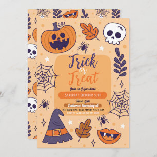 Halloween Spooky Trick or Treat Party Pumpkins Invitation