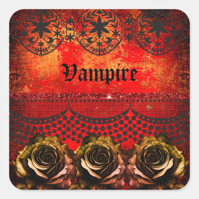 Halloween spooky vampire party square sticker (Front)