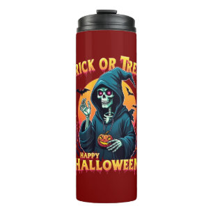 Halloween Spooky Vibes: Trick or Treat Skeleton Thermal Tumbler