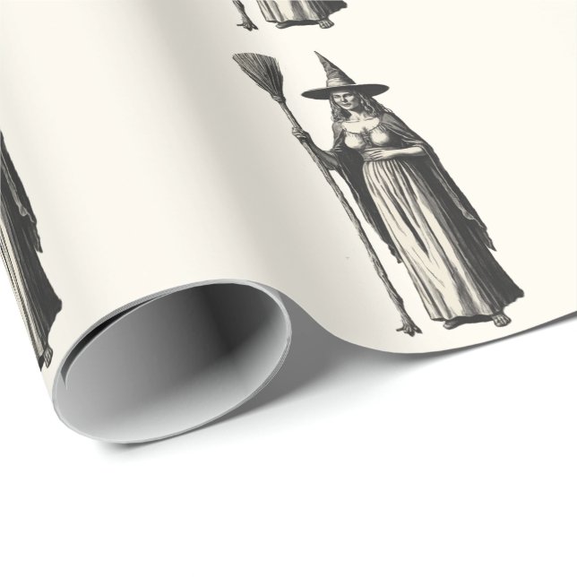 Halloween Spooky Witch a Full Moon Wrapping Paper (Roll Corner)