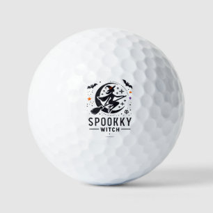 Halloween Spooky Witch Design - Flying on Broom Golf Balls