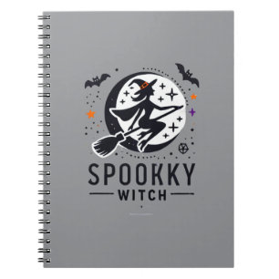 Halloween Spooky Witch Design - Flying on Broom Notebook