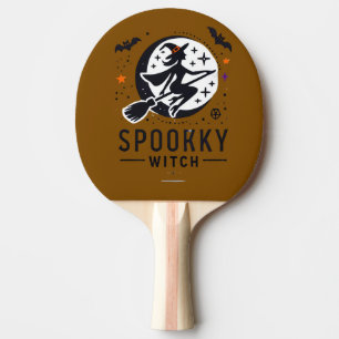 Halloween Spooky Witch Design - Flying on Broom Ping Pong Paddle