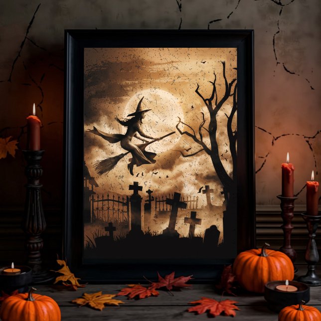 Halloween Spooky Witch Flying Across a Full Moon Tissue Paper (Creator Uploaded)