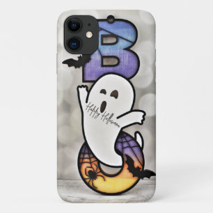 Halloween Spooky Witch Flying Over Haunted House iPhone 11 Case