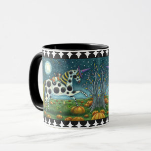 HALLOWEEN SPOTTED PONY & BAT CAT Fantasy Horse Mug