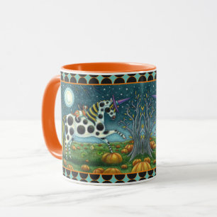 HALLOWEEN SPOTTED PONY & BAT CAT Fantasy Horse Mug