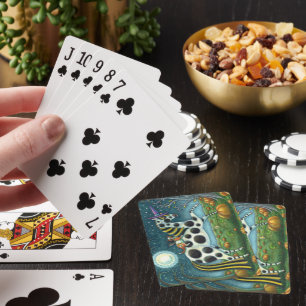 HALLOWEEN SPOTTED PONY & BAT CAT Fantasy Horse Playing Cards
