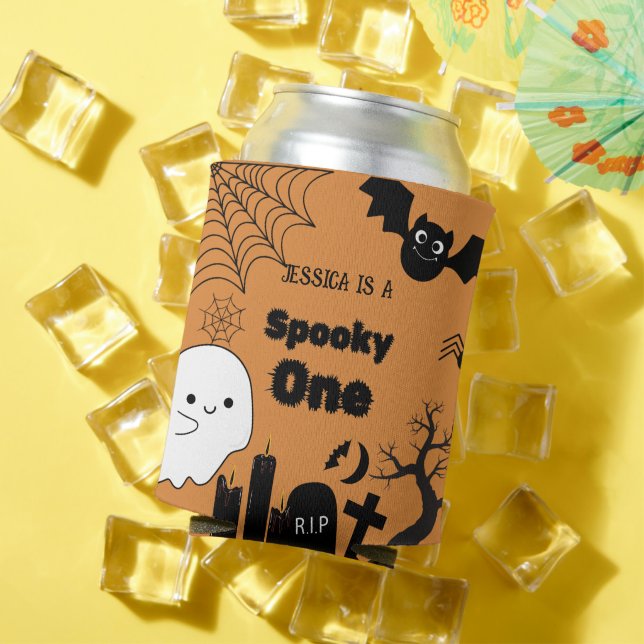 Halloween Sppoky One First Birthday party Can Cooler (In Situ Summer)