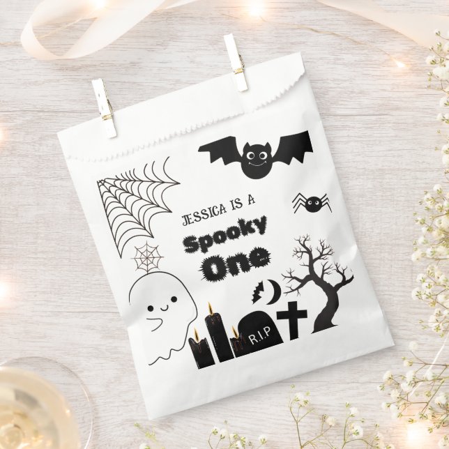 Halloween Sppoky One First Birthday party Favour Bags (Clipped)