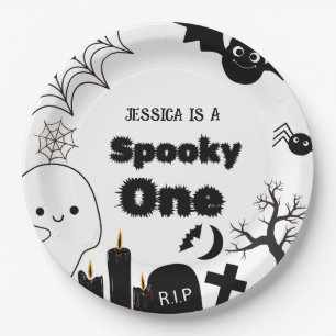 Halloween Sppoky One First Birthday party Paper Plate