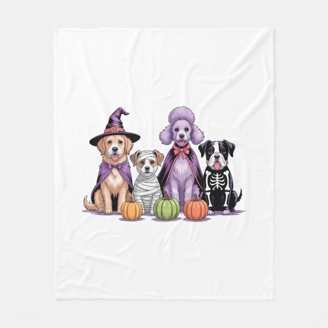 Halloween Squad Dog Fleece Blanket (Front)