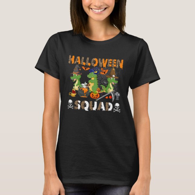 Halloween Squad Leopard Three Alligators Costume W T-Shirt (Front)
